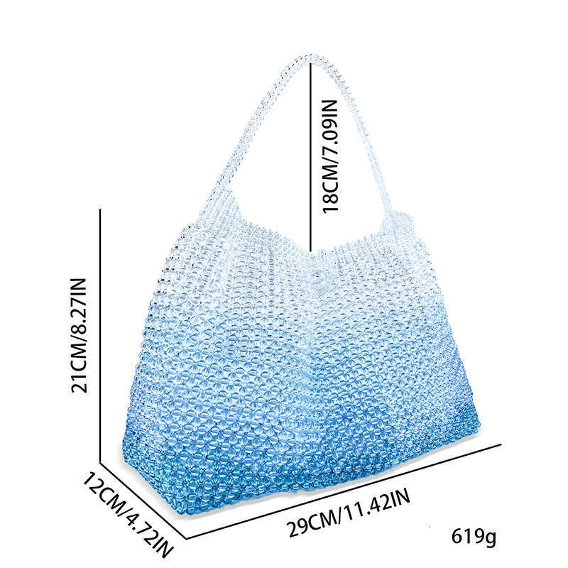Ins Style Resort Beach Bag Summer Fresh Seaside Vacation Thailand Tourism Handmade Beaded Internet Celebrity Handheld Woven Women S Bag Storage KQ