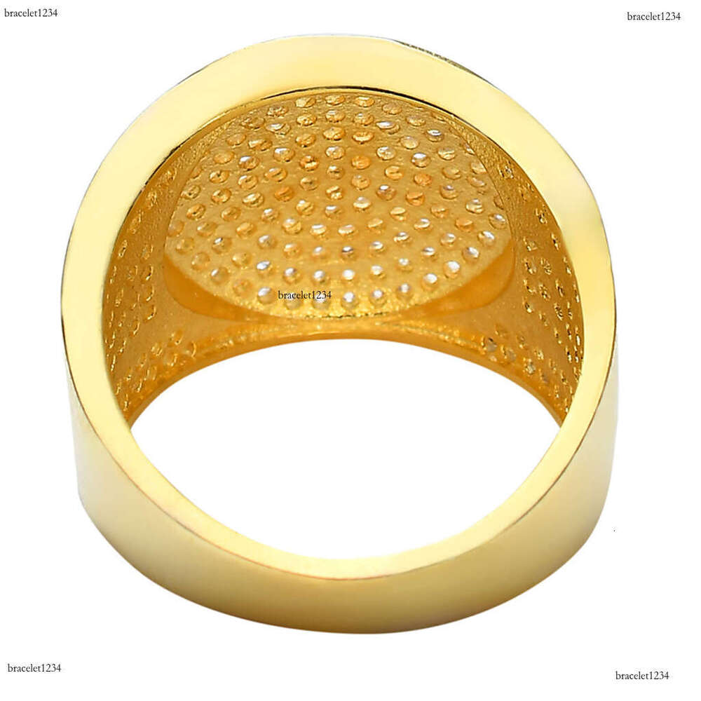 Luxurious designer gold hip hop ring with circular micro-inlaid ice VVS Moissanite Men's and Women's fashion ring