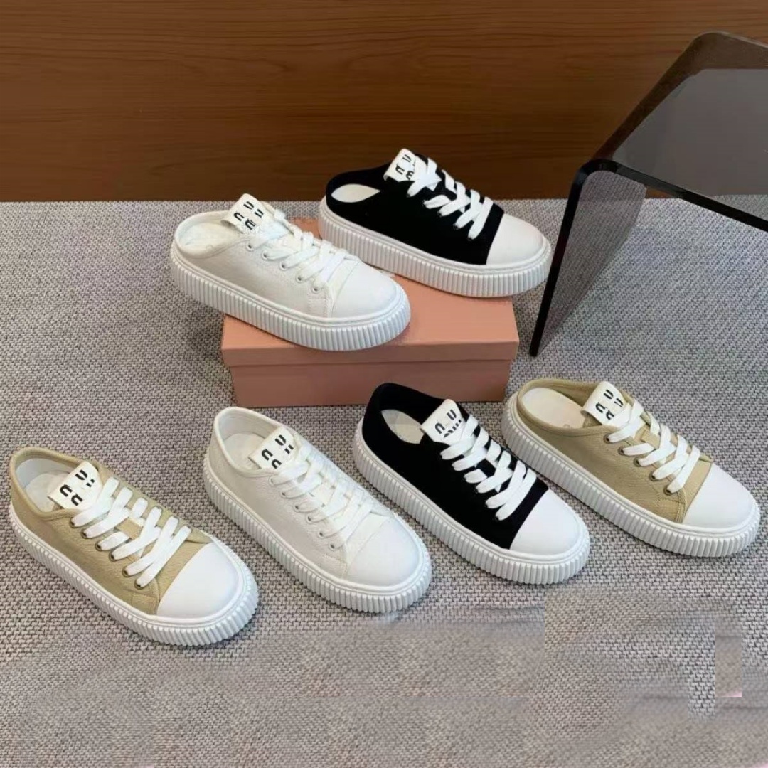 Designer shoes Luxury women's casual shoes Fashion loafers - Canvas women's sports shoes - Round-toe lace-up semi-trousers top-level luxury casual shoes