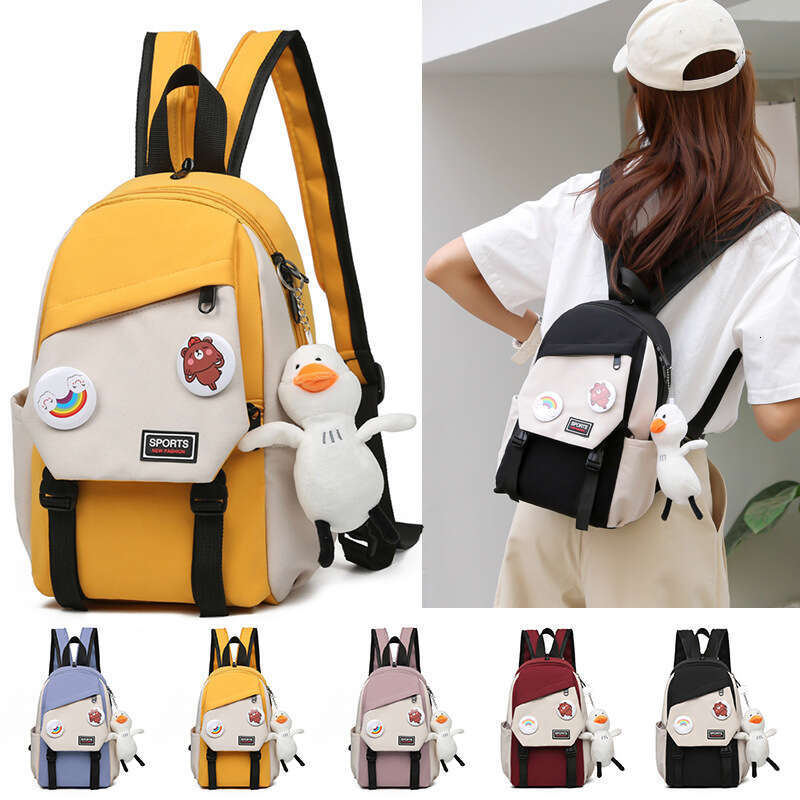 Color blocking casual backpack, versatile outdoor travel bag that can be changed from one shoulder to two shoulders
