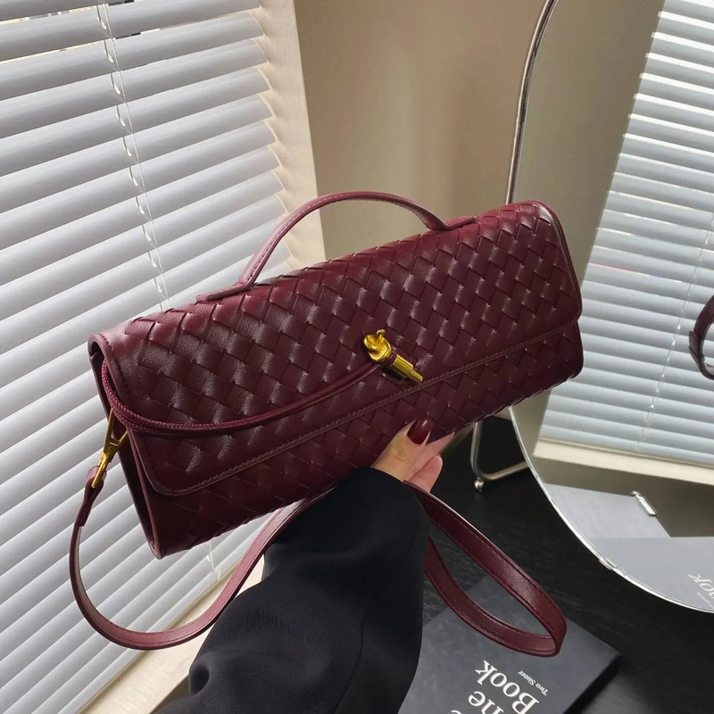 2025 Spring Summer New Arrival: Hand Woven Soft Leather Bag - Stylish Baguette & Organ Design, Ideal Horizontal Messenger