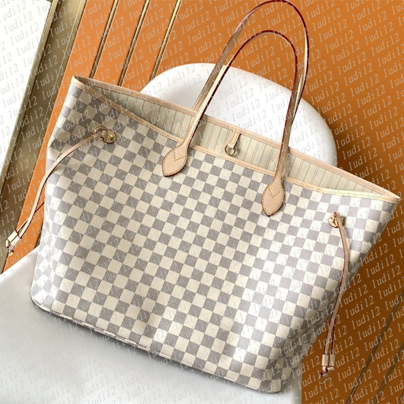 Real cowhide naverfulls bag Womens crossbody shoulder bag designer handbag high capacity Classic Flower Checked Bag leather shopping bags tote 2PCs with Coin purse