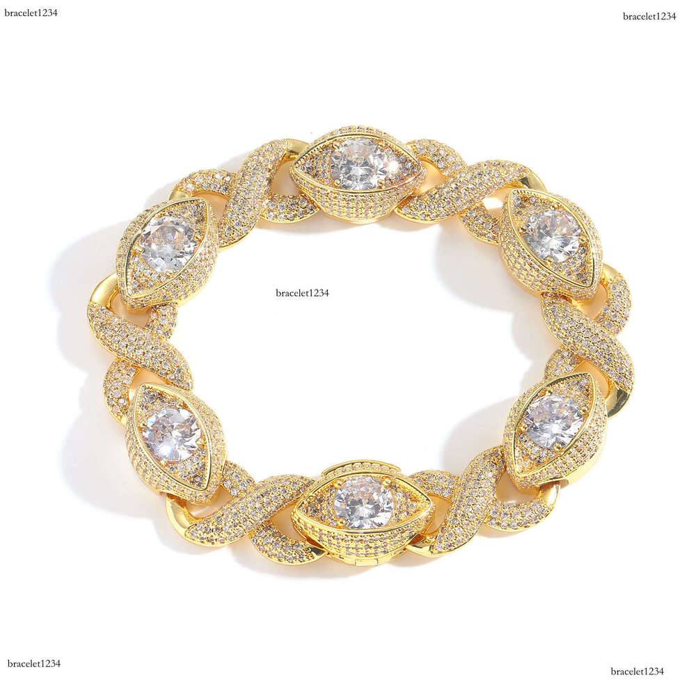 Luxury Hip Hop 15MM Infinite Eye 8-figure Cuban Chain with micro-inlaid Ice out VVS Moissanite, men's and women's bracelet Free delivery