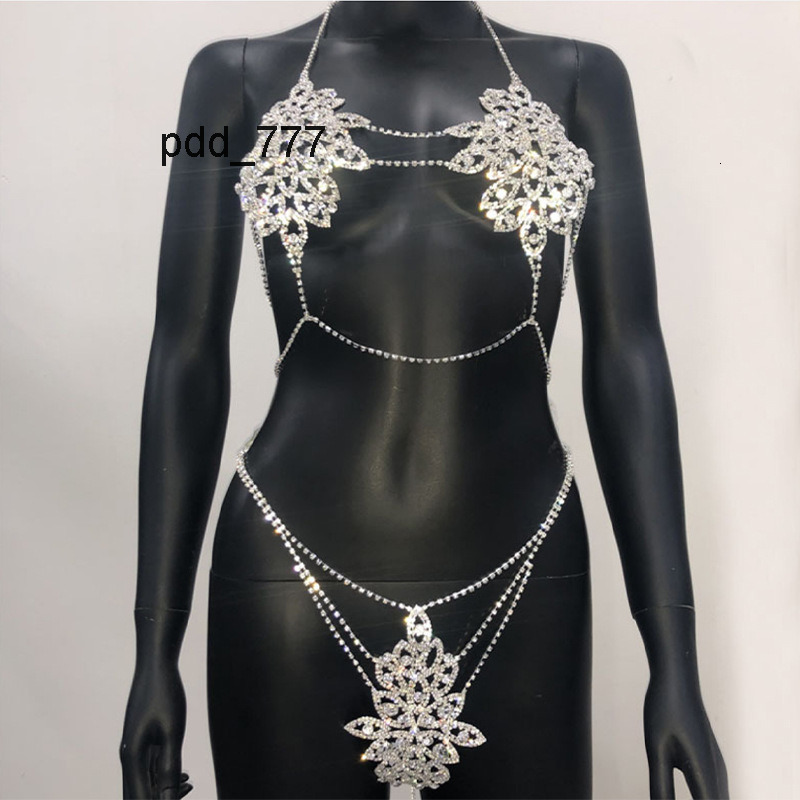 Cross-Border Hot New Arrival Body Chains Rhinestone Pattern Bra Panties Luxury Sexy Chain