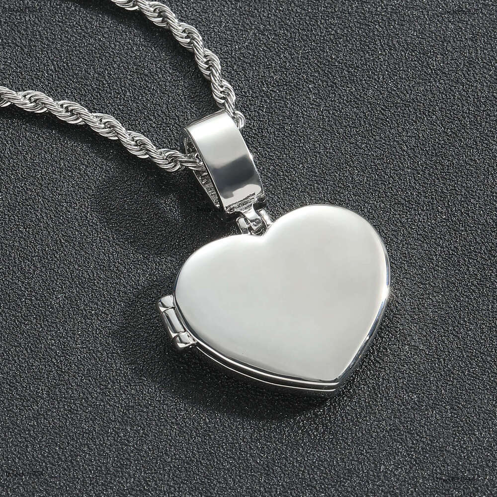 Luxury designer photo frame flip, couple photo pendant, Ice out vvs Moissanite necklace Free shipping