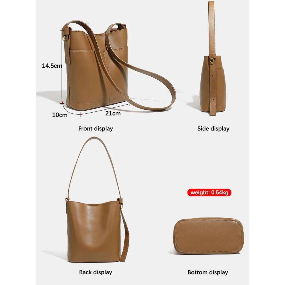 Zency Trendy Solid Color Medium Tote Women Split Leather Shoulder Handbag Shopping Bag For Commuters Bag