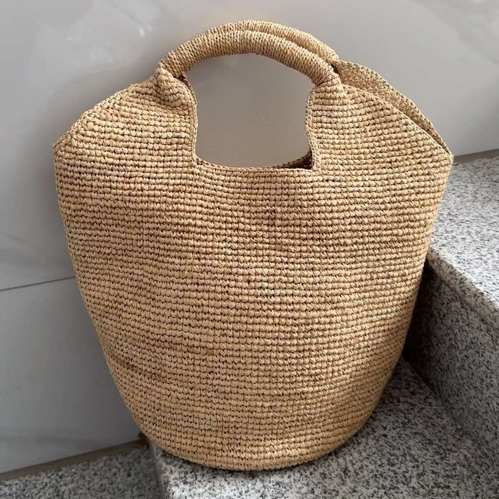 Ins Style Resort Beach Bag Women S Summer Lafite Grass Woven Handbag Beach Vacation Bag Shoulder Bag KQ