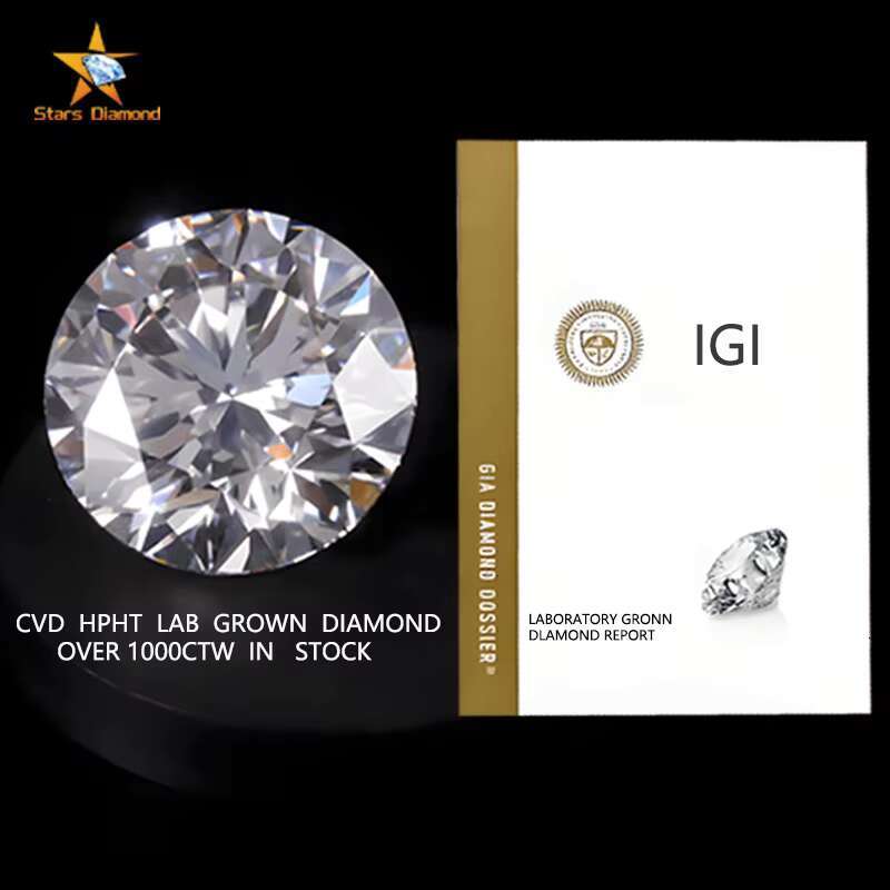 Starsdiamond White Round Cut 1ct Size D E F Color VS VVS Clarity 3EX IGI Certified HPHT CVD Diamond Lab Grown Diamond