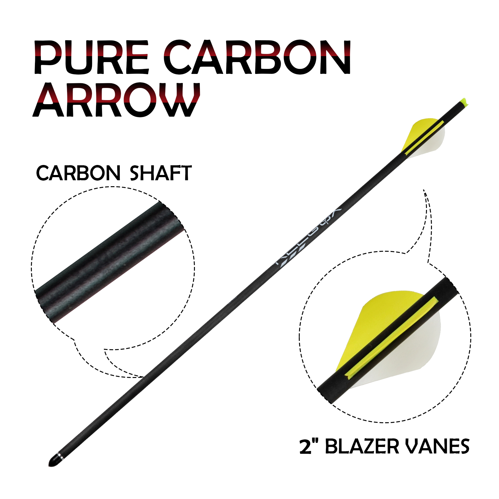 Crossbow Arrows 20 inch Crossbow Bolts Hunting Carbon Arrows for Crossbow Half-Moon Nocks Archery Practice Training Arrows(Pack of 12)