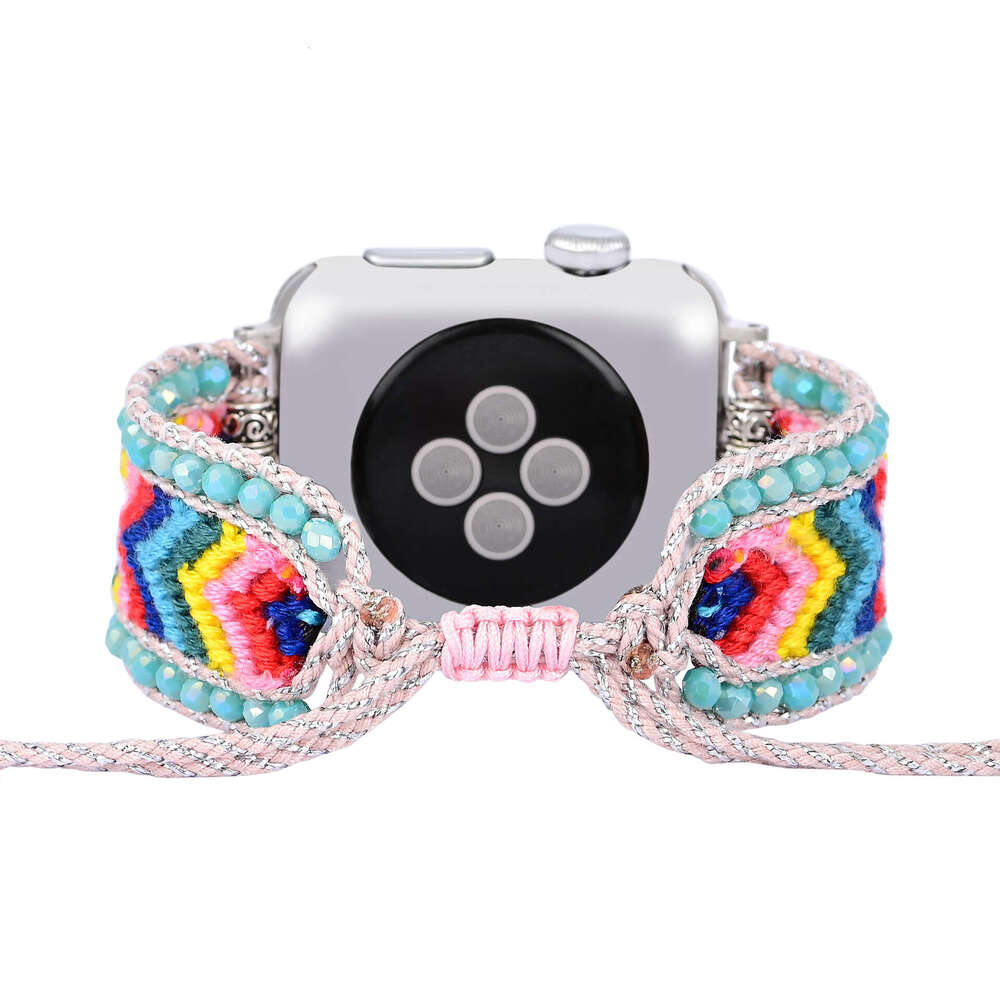 2024 New Accessories Ocean Blue Nylon Ribbon Crystal Handmade Weaving Apple/Samsung/Phoebe Strap