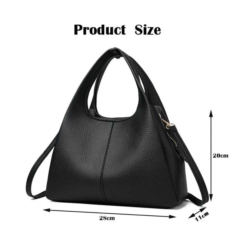 Versatile luxury handbag PU leather solid color shoulder bag soft bucket bag W250425