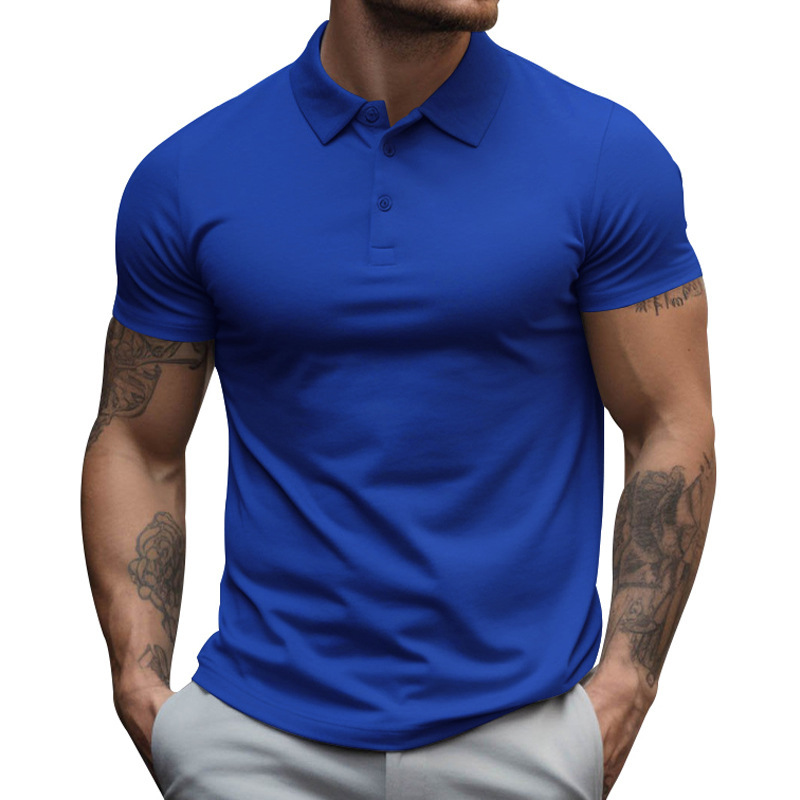 Men's polo Summer new men's short - sleeve turn - down collar T - shirt, loose - fit plus - size solid - color men's polo shirt S-3XL