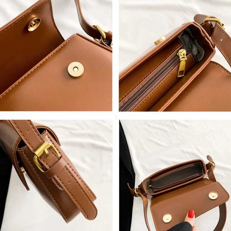 Retro Solid Color Shoulder Bags for Women 2024 Winter PU Leather Lady Underarm Bag Vintage Handbags and Purse Daily BagXJ250508