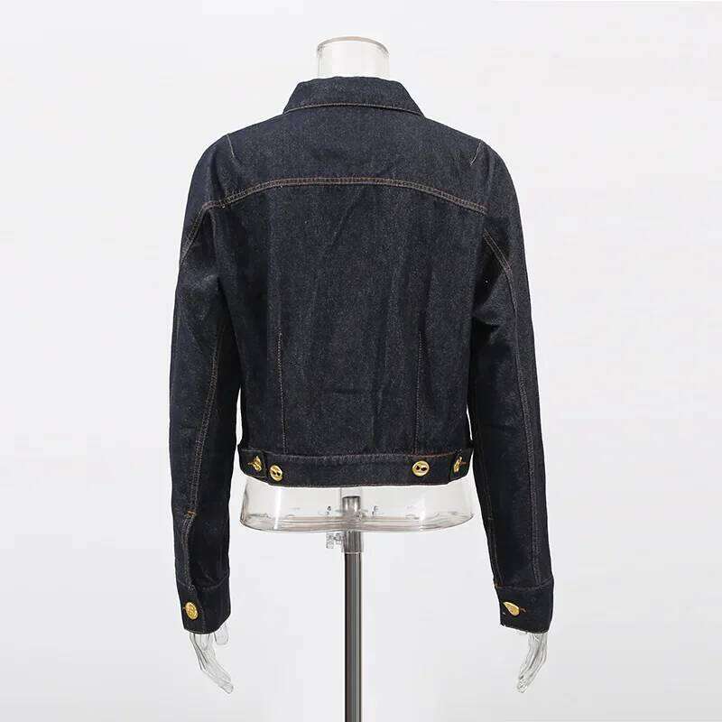 Wear Street Style Long Sleeve Collared Denim Jacket Women Trendy Cotton Material Chinese Brand Casual Fashion Outerwear Coat