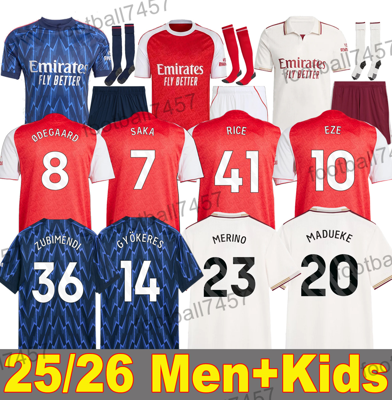 25/26 CALAFIORI soccer jerseys Aries 24 25 26 sterling G.JESUS SAKA MERINO HAVERTZ RICE ODEGAARD MARTINELLI Arsenally football kits shirt Men Kids
