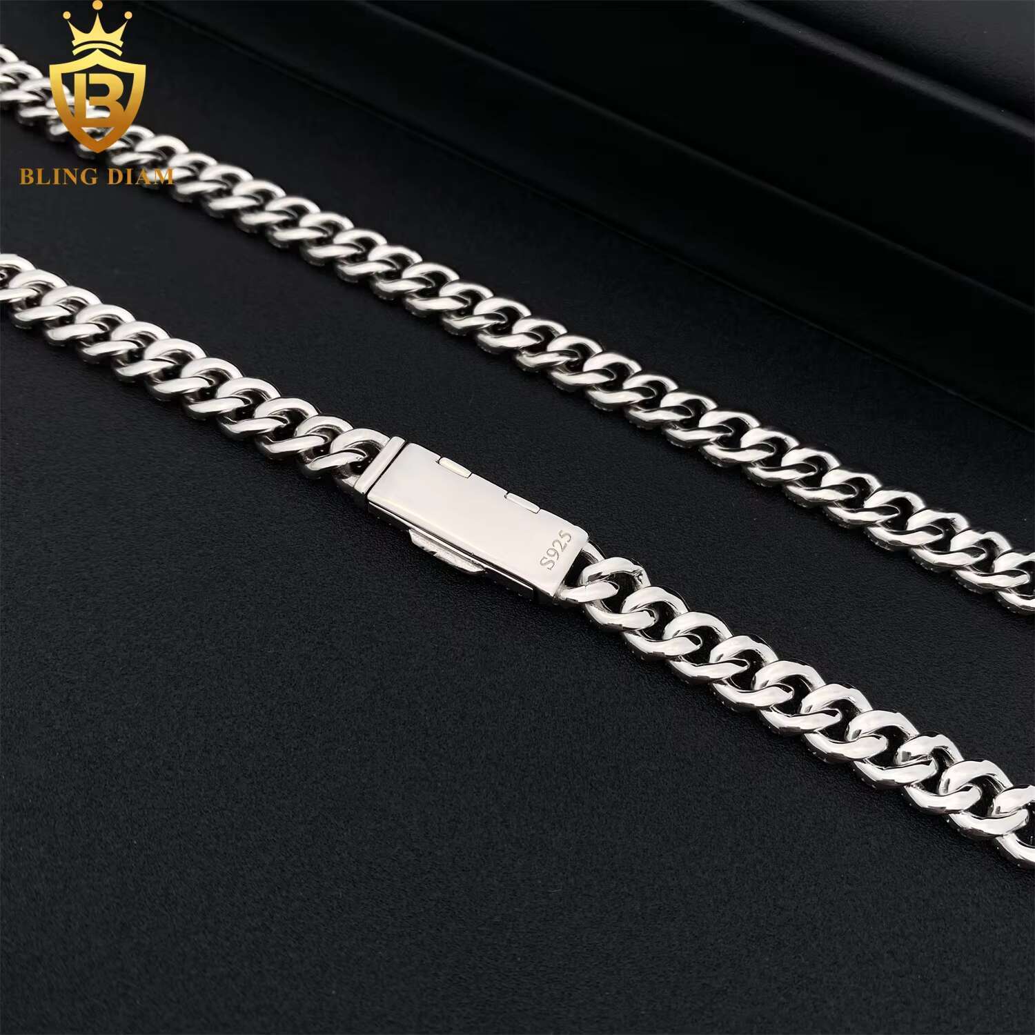 Classic Cuban Link Chain 8mm Bracelet Necklace Pass Dia Tester VVS Ice Out Moissanite Sier Fine Jewelry for Men Woman