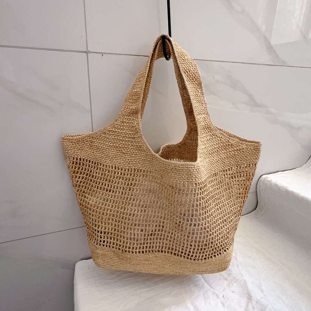 Ins Style Resort Beach Bag New Summer Shoulder Bag For Women Lafite Grass Hand Woven Tote Bag Beach Vacation Handbag KQ
