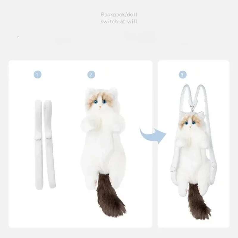 Plush Kitten Backpack For Boys Girls Kids Children Schoolbag Cute Cartoon School Bags Kindergarten Preschool Birthday Gifts