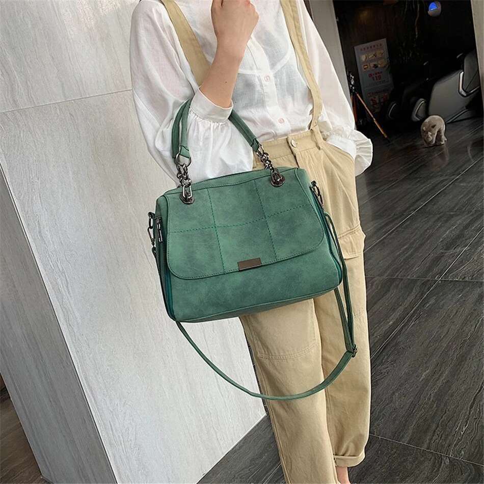 Matte Ladies Scrub Women's Shoulder Crossbody Large Capacity PU Leather Casual Tote Travel Handbag Boston Female Bag