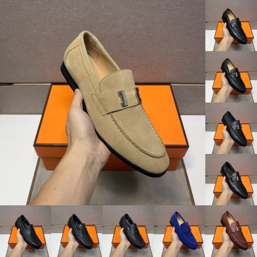 Nice Men Black Brown Leather Oxford Brogue Designer luxurious Dress Shoes Office mens leather Mens Pair with suit jeans Side Slip On Buckle stylish