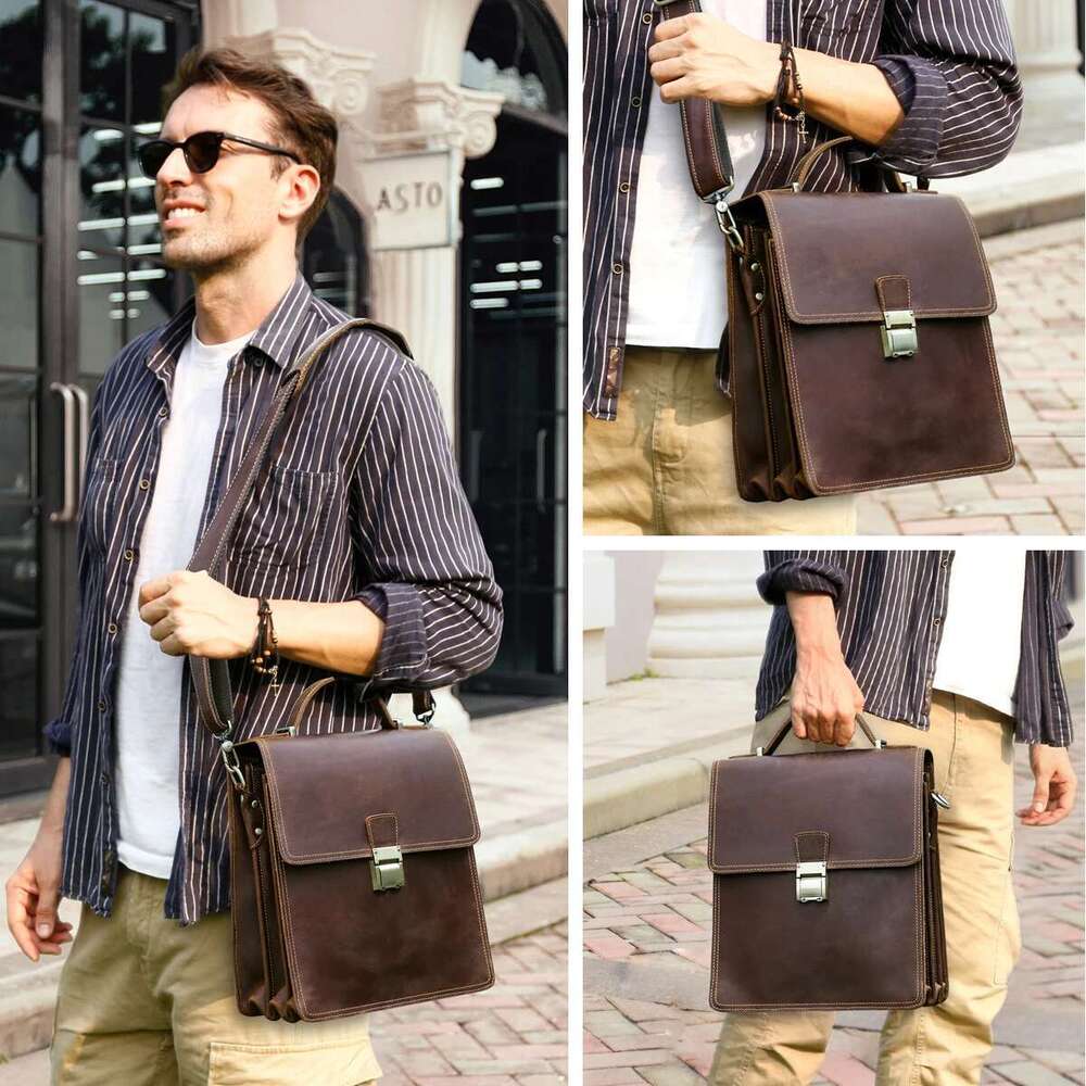 Contact Mens Shoulder Genuine Leather Messenger Bag For 11inch Ipad Password Designer Bags Crossbody Male Handbag