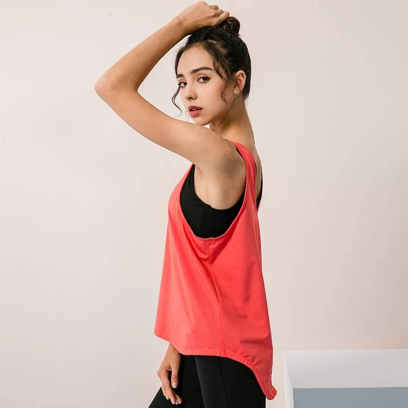 2022 New Tops Women Gym Vest Fiess Sleeveless Running Yoga Shirt Quick Dry Top Loose Sport Shirts