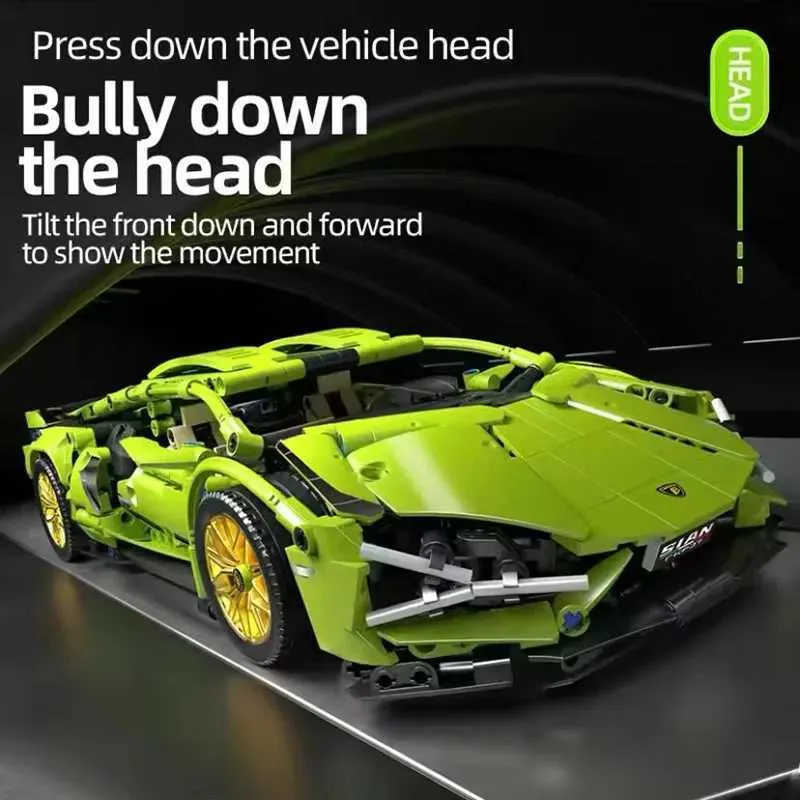 1280 building blocks, model building blocks - DIY technology city mechanical speed, supercar building blocks, children's and adult gifts, educati