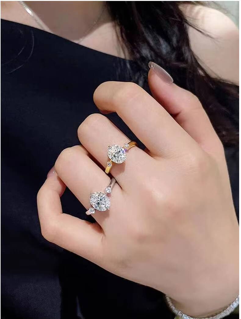 925 Sterling Silver Moissanite 2CT Classic Diamond Ring for Women Wedding Anniversary Engagement Party Jewelry Fine Rings