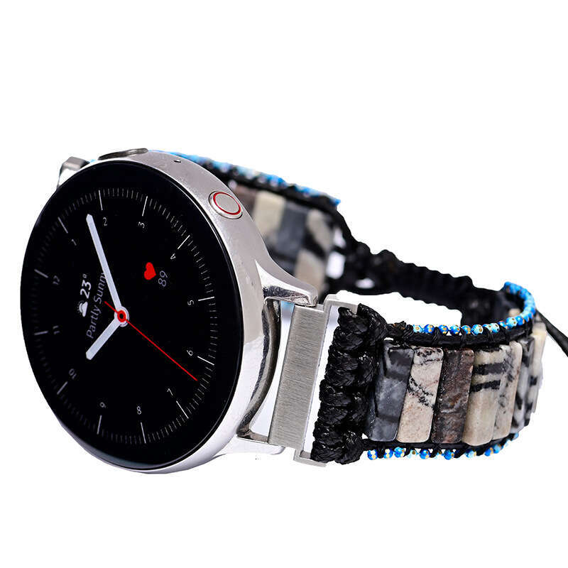Network Samsung Watch with Black Line Stone Bohemian Style Single Layer Woven Strap Bracelet