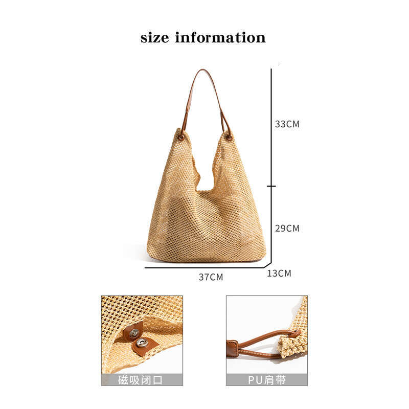 Ins Style Resort Beach Bag CKKUI Straw Simple Woven Beach Vacation Lazy Style Tote Shoulder Bag KQ