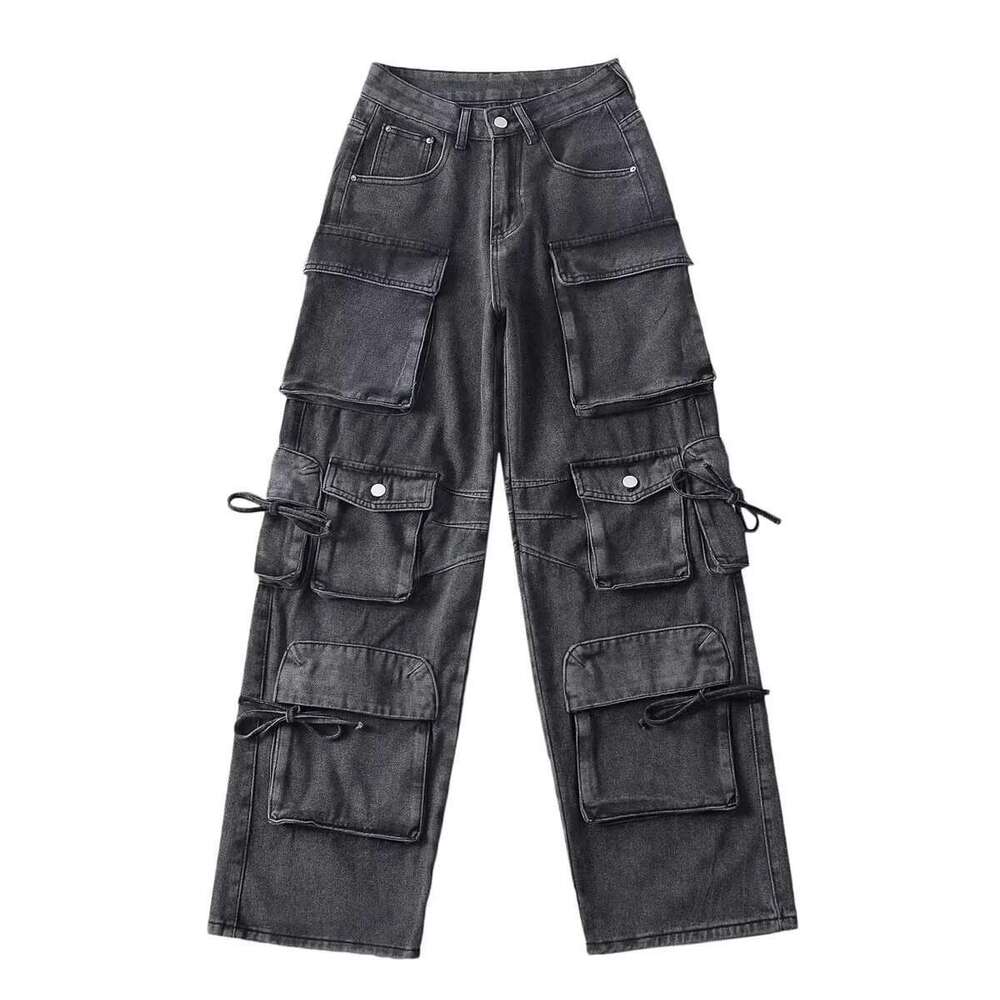 Comfortable Street Style Denim Multipocket Three Color Loose Fit European American Trade Union Workwear Trousers