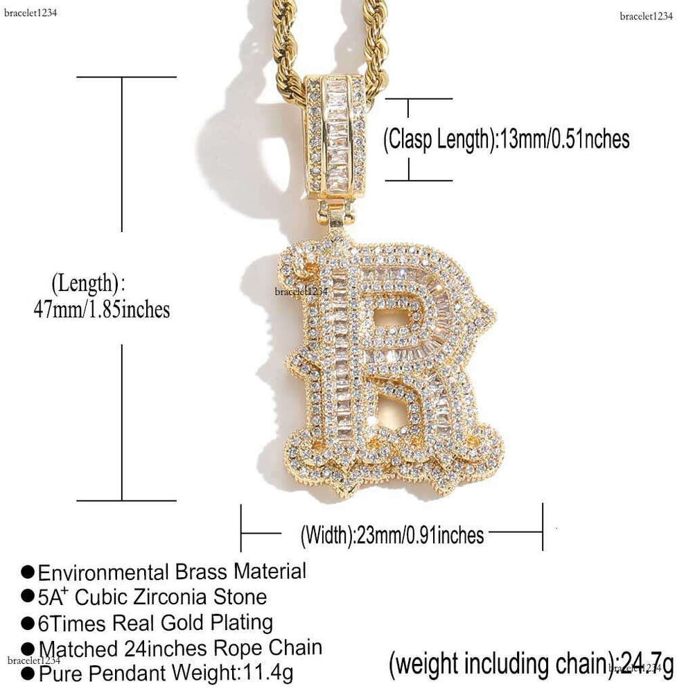 Luxury designer Rock Candy 26 letter Pendant Ice out VVS Moissanstone Men Women pendant Necklace with free shipping