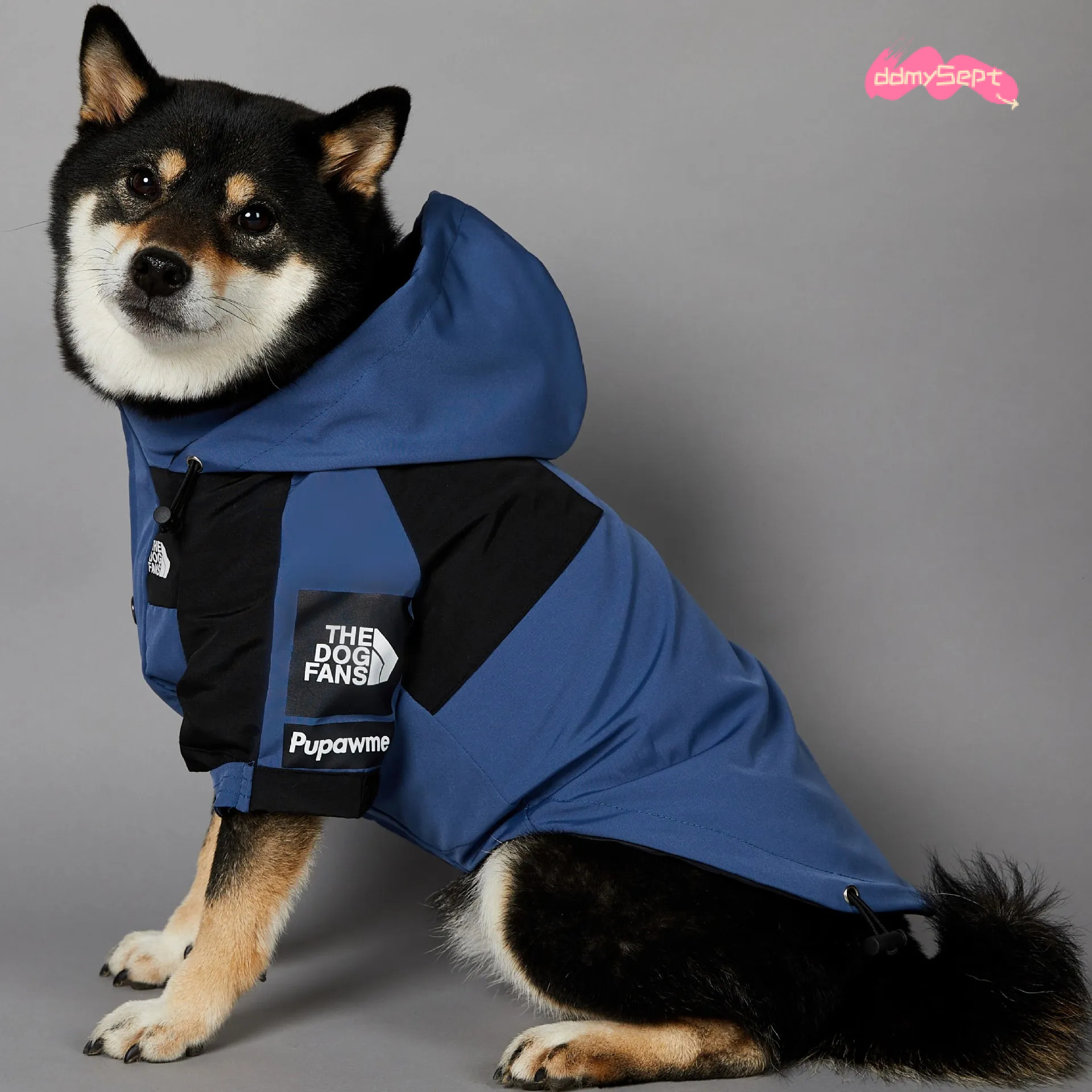 Dog Coat Autumn Winter Jacket Adjustable Hood Waterproof Windproof Pet Clothes with Leash Hole for Small Medium Large Dogs Blue XL H11.21 ddmysept