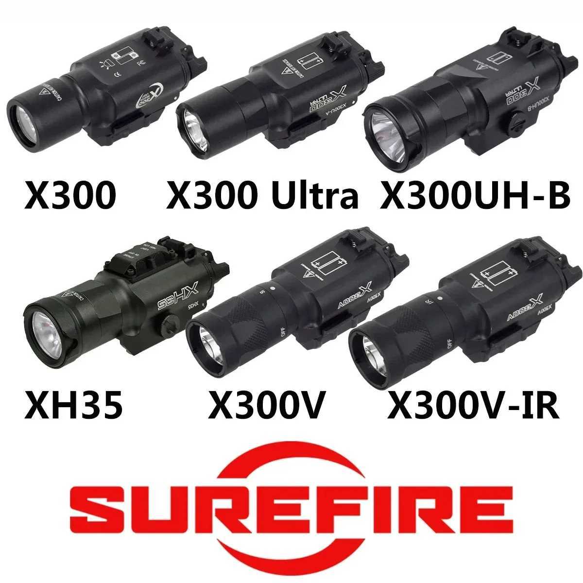 Tactical SureFire X300 Ultra X300V X300V-IR X300UH-B XH15 XH35 pistol gun LED light suitable for 20mm rail air gun hunting flashlight Z250422