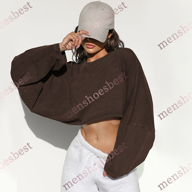 Designer Womens Umbilical Round Neck Sweatshirt Short Sporty Base Shirt Long Sleeve T shirt Hip Hop Streetwear Causual Top
