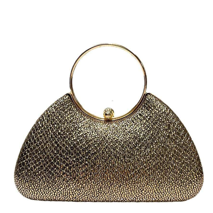 Golden Glitter PU Fabric Women's Fashionable Temperament Elegant Handbag Evening Bag