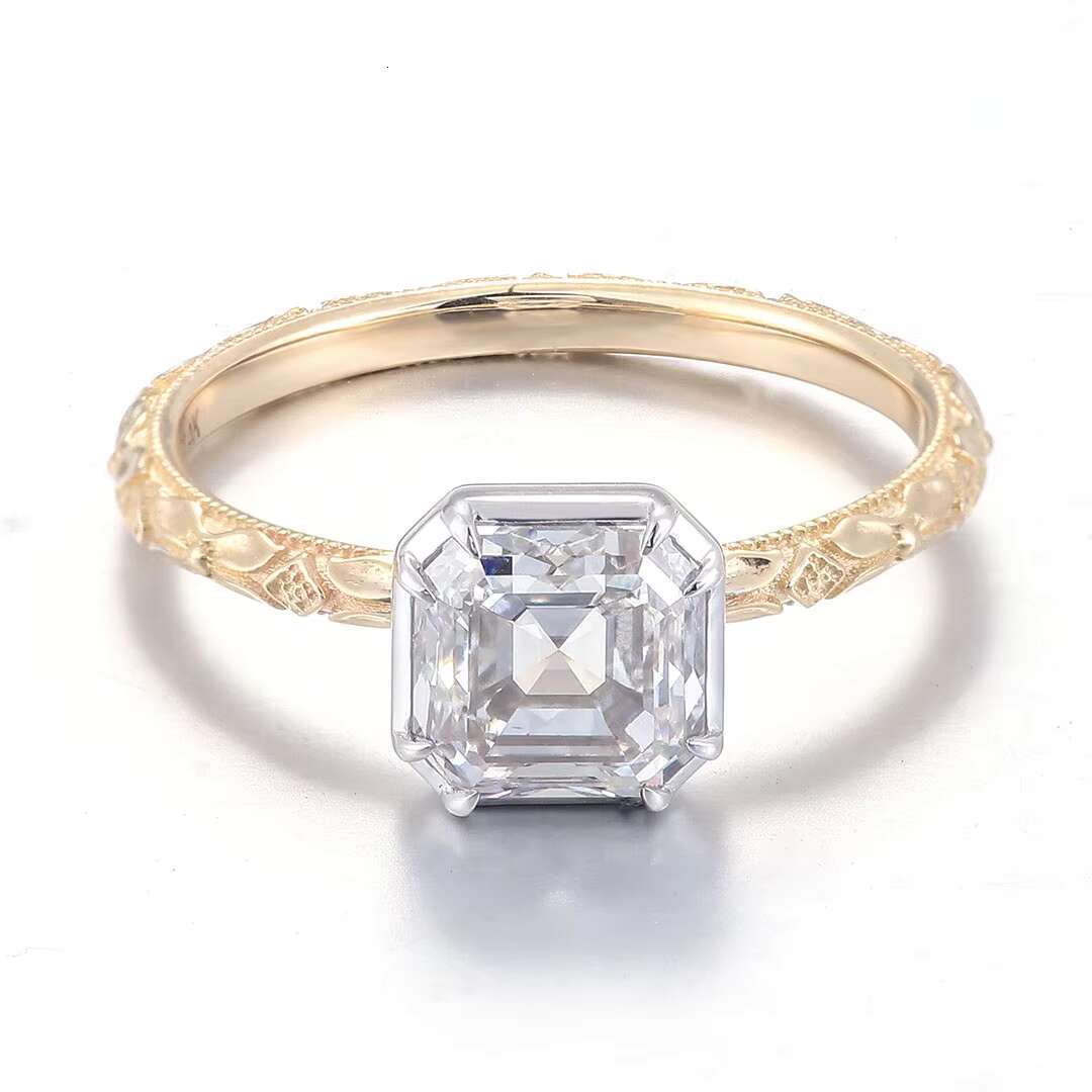 Customized Lab-grown Diamonds GIA IGI Certified Lab Diamond Engagement Ring in 2ct Asscher Cut 18K Yellow Gold Ring
