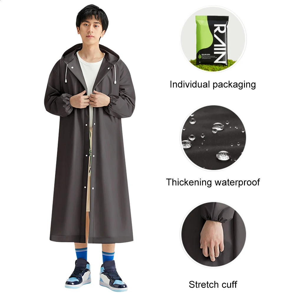 Adult Raincoat Hooded One-piece Long Raincoat Reusable Poncho Outdoor Rainwear For Women And Men Transparent Waterproof Poncho 250421