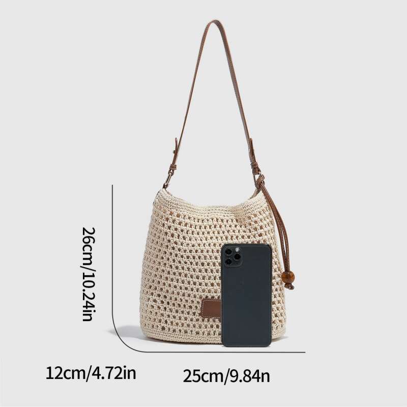 Ins Style Resort Beach Bag New Woven Hollow Out Spring And Summer Seaside Vacation Tote Beach Shoulder Bag Small Handbag KQ