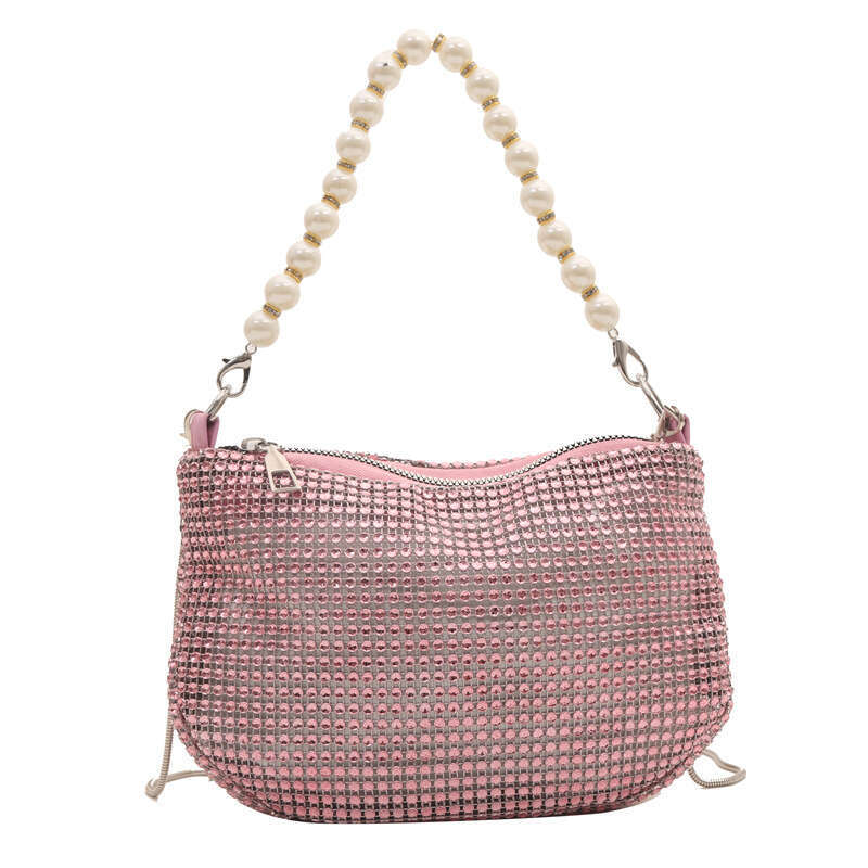 Bag, Women's Pearl Imitation Full Diamond Handbag, Party Dinner Shoulder Bag, Fashionable