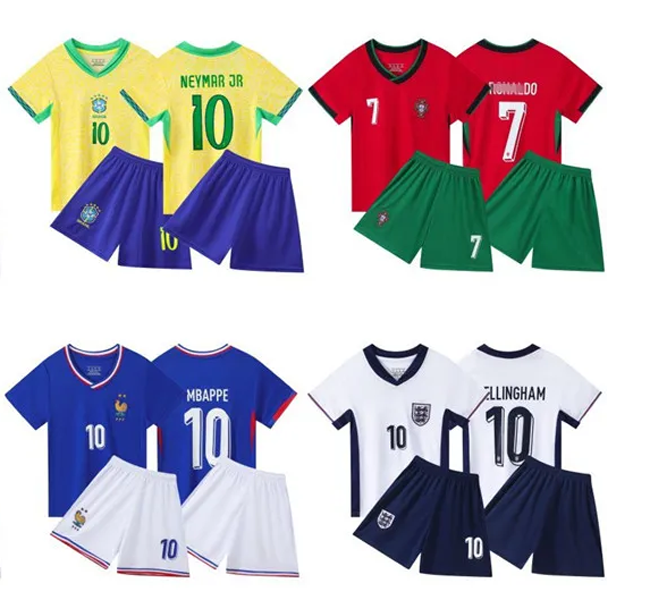 Free Shipping European Cup Kids soccer kits England Spanish Portugal football kits Italian French German National National Team Soccer Jersey kits with number name