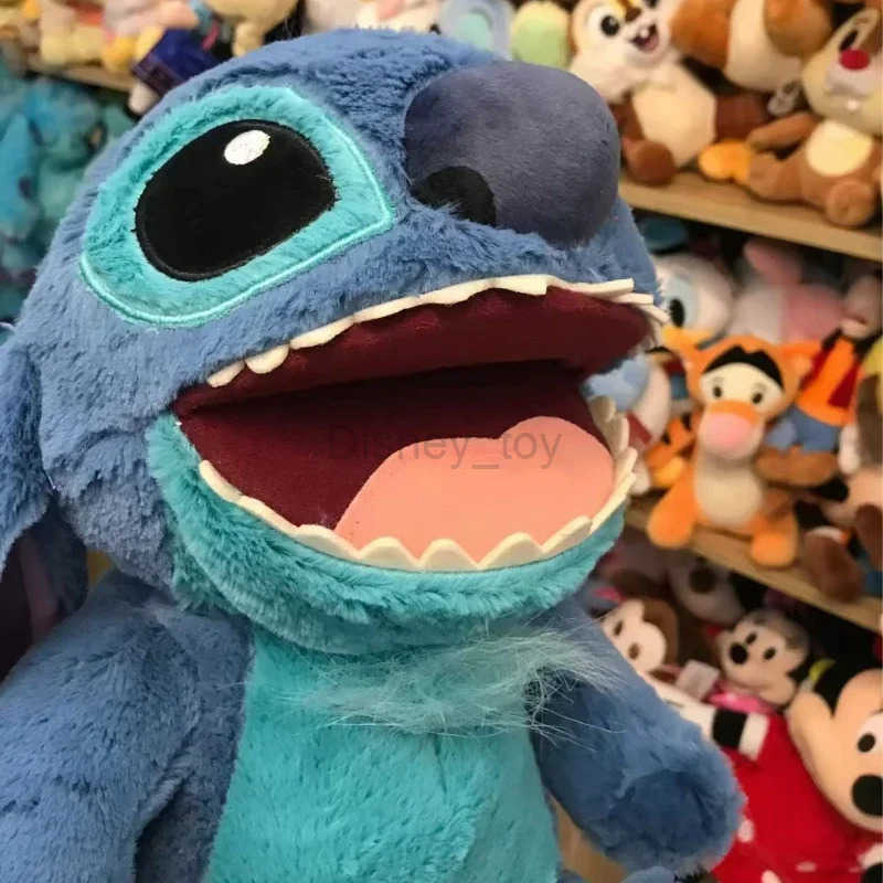 Disney plush dolls 38 cm Disney Lilo Stitch Plush Toy Anime Doll Hand Puppet Cartoon Fill Soft Companion Childrens Birthday Gift Y250423