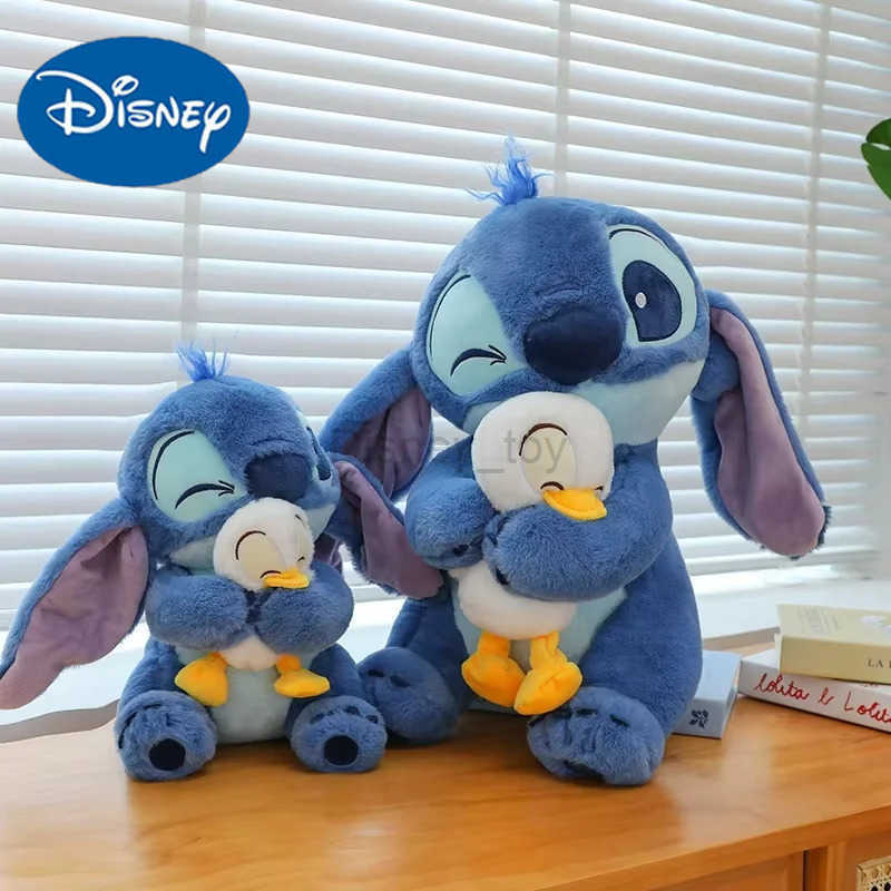 Disney Kawaii Stitch Lilo Cute Duck Stuffed Plush Toy Cartoon Character Decorative Pillow Peruches Girl Birthday Gift Y250423