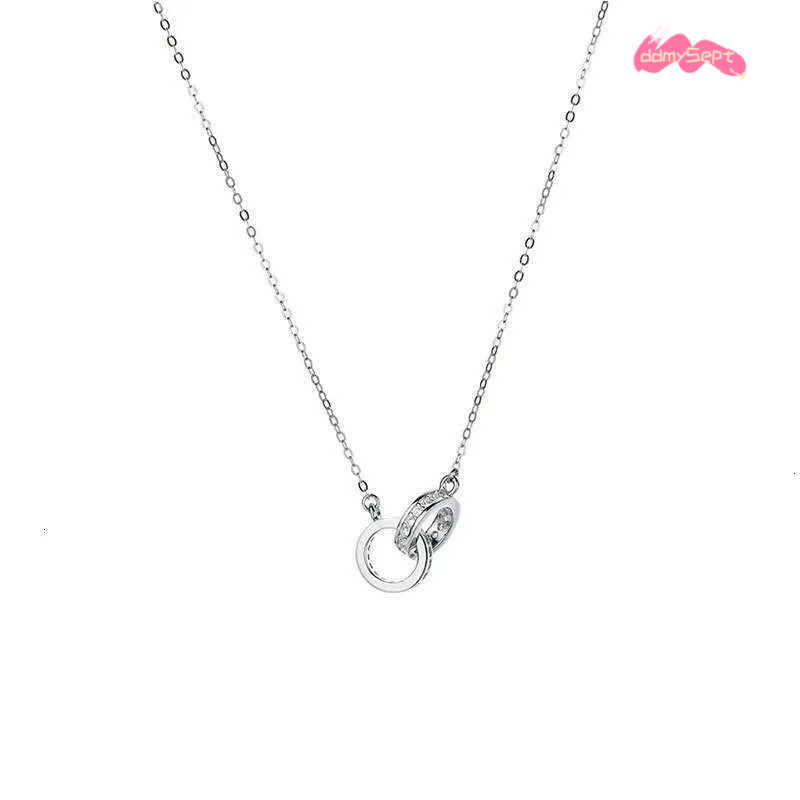 Necklace Designer luxury Double Circle pendant necklace for Women men Ins Style Zircon inlay Copper plated with silver Festival vacation gift ddmysept