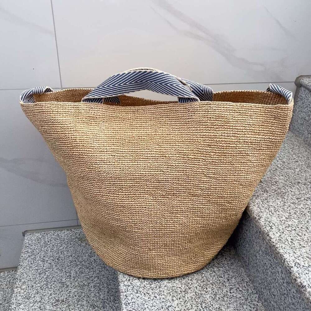 Ins Style Resort Beach Bag Lafite Grass Woven Women S Summer Large Capacity Crossbody Beach Vacation Bucket Tote Bag Simple Handbag KQ