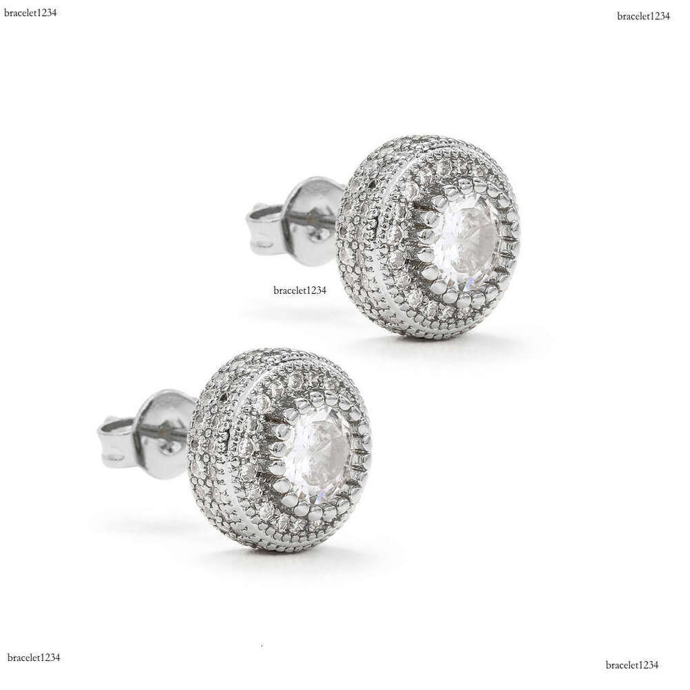 Luxury by tester round ice out VVS Moissanite rose gold hip hop earrings for men and women Free delivery