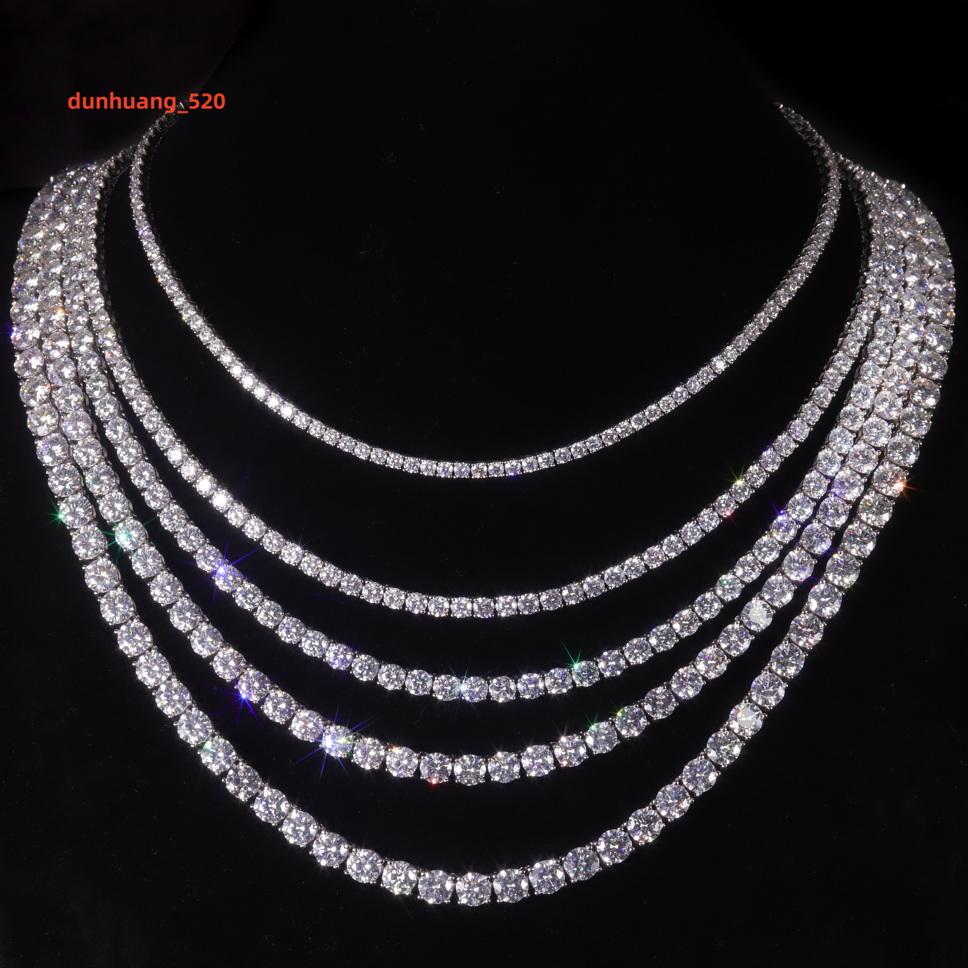 High-Quality Moissanite Necklace S925 Sterling Silver Gold-Plated Necklace 0.5/1 Full Diamond Tennis Chain Ins Style