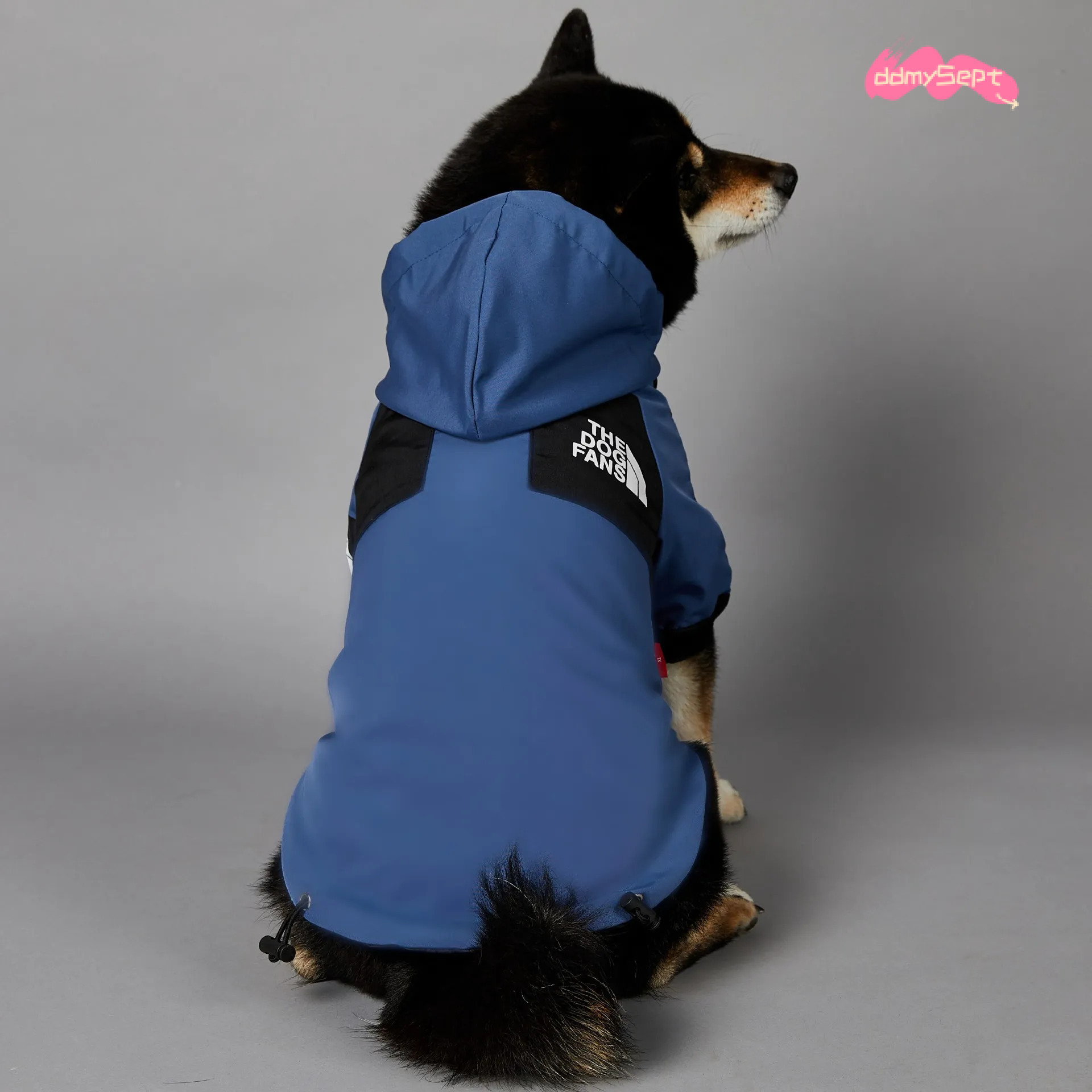 Dog Coat Autumn Winter Jacket Adjustable Hood Waterproof Windproof Pet Clothes with Leash Hole for Small Medium Large Dogs Blue XL H11.21 ddmysept