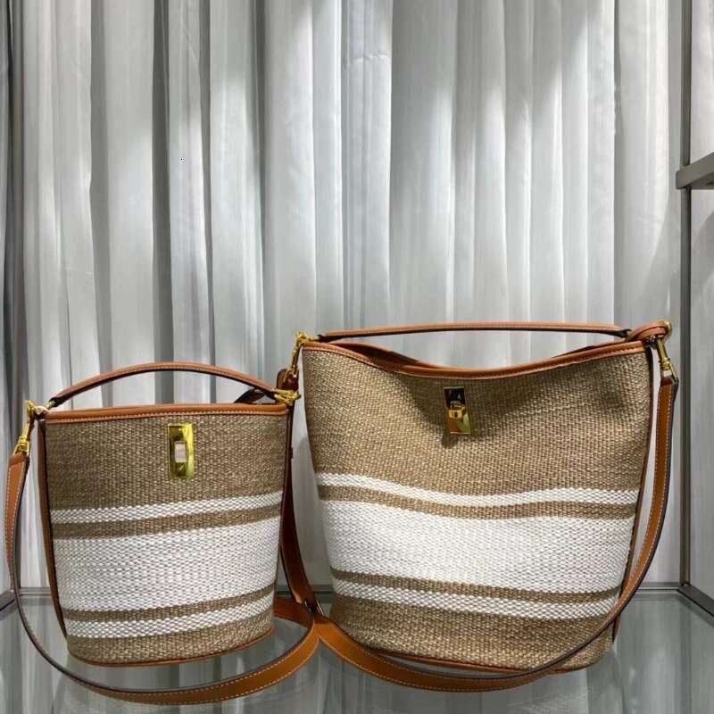 Designer's bag Fashion Panelled Canvas Bucket Bag Designer Women Handbags Leather Shoulder Crossbody Bags With Wide Strap Tote Purses