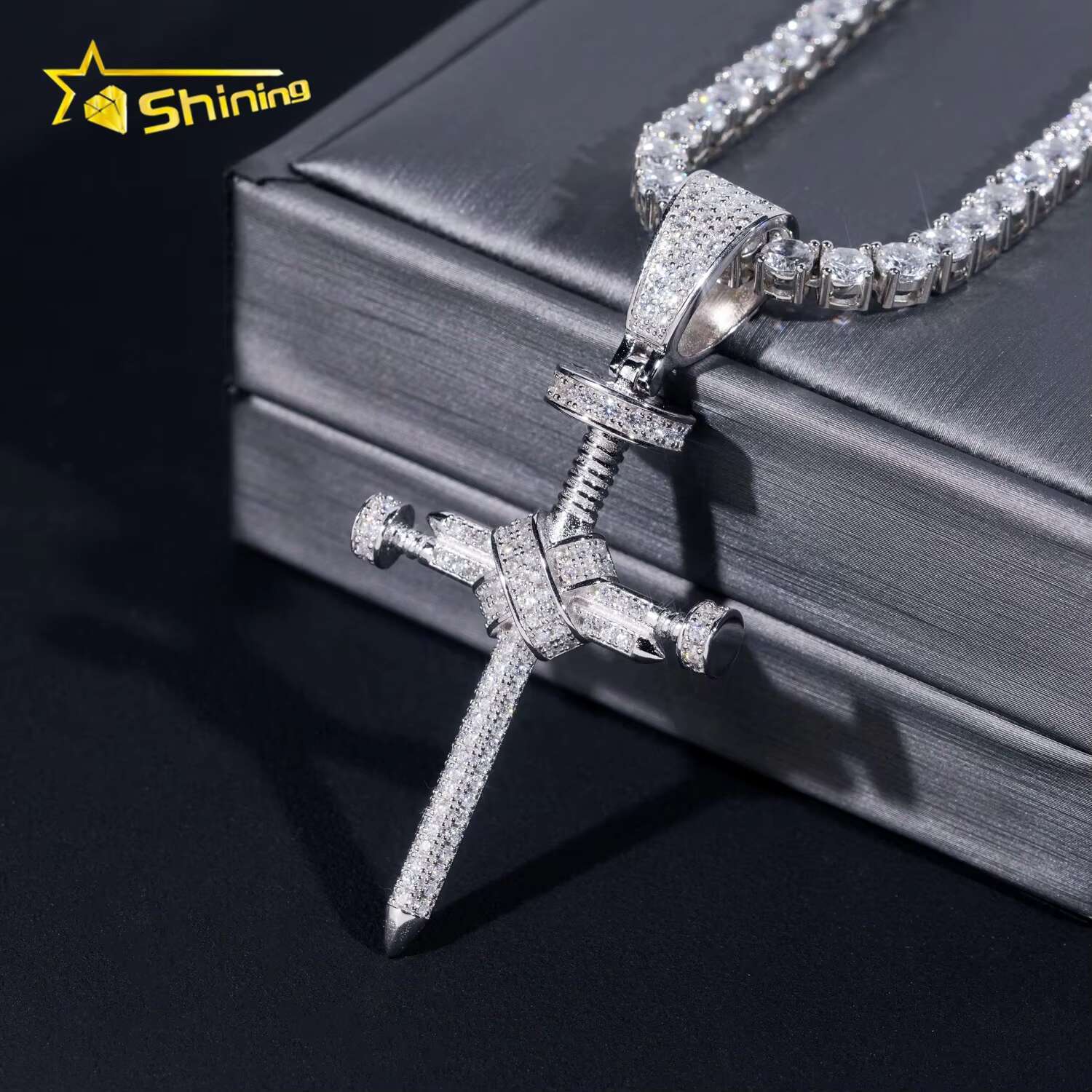 Pass Diamond Tester 925 Silver High Quality Iced Out Hip Hop VVS Moissanite Cross Pendant for Tennis Chain